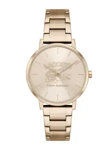 Lacoste Women Brass Dial & Stainless Steel Bracelet Style Straps Analogue Watch