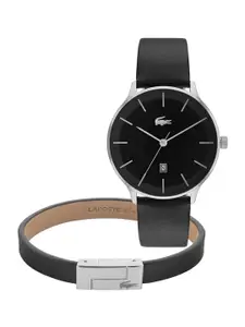 Lacoste Men Brass Dial & Leather Bracelet Style Straps Analogue Watch 2070019