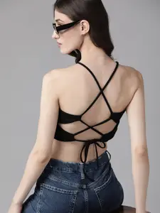 The Roadster Lifestyle Co. Ribbed Styled Back Crop Top