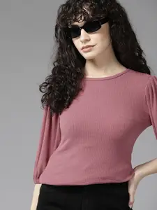 Roadster Ribbed Puff Sleeve Top