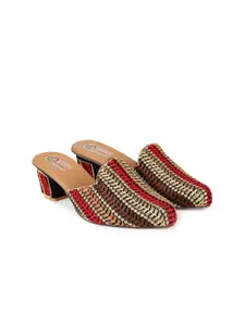 The Desi Dulhan Embroidered Ethnic Block Mules Heels