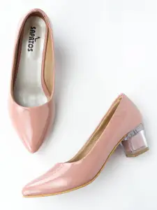 SAPATOS Solid Pointed Toe Block Pumps