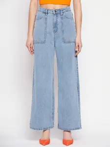 Madame Women Clean Look Straight Fit Slit Cotton Jeans