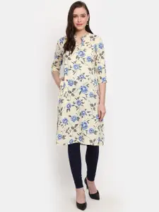V-Mart Floral Printed Mandarin Collar Regular Kurta