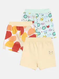 MINI KLUB Infants Boys Pack of 3 Pure Cotton Conversational Printed Shorts