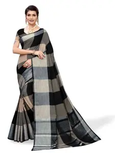 SAADHVI Checked Woven Design Silk Cotton Saree