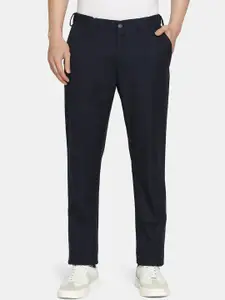 Blackberrys Men Checked Slim Fit Pure Cotton Trousers