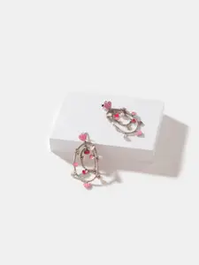 SHAYA Silver Plated Heart Shaped Oxidised Sterling Silver Drop Earrings