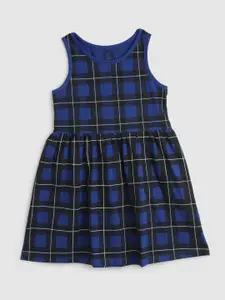 YK Girls Checked Fit & Flare Cotton Dress