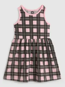 YK Girls Checked Pure Cotton Fit & Flare Dress
