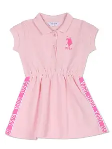 U.S. Polo Assn. Kids Girls Shirt Collar Fit And Flare Dress