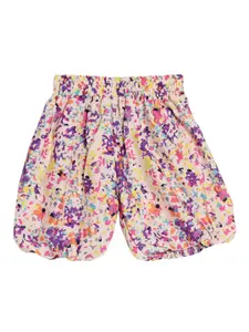SWEET ANGEL Girls Floral Printed Loose Fit High-Rise Shorts