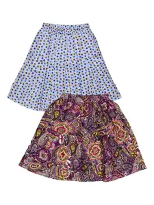 SWEET ANGEL Girls Pack Of 2 Printed Pure Cotton Skirts