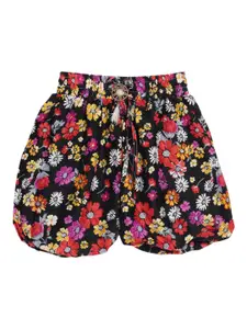 SWEET ANGEL Girls Floral Printed Loose Fit High-Rise Cotton Shorts