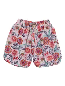 SWEET ANGEL Girls Floral Printed Loose Fit High-Rise Outdoor Shorts