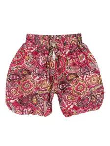 SWEET ANGEL Girls Printed Cotton Loose Fit High-Rise Shorts