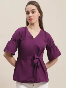 Enchanted Drapes Crepe Cinched Waist Top