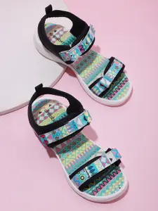 DressBerry Women Printed & Colourblocked Sports Sandals