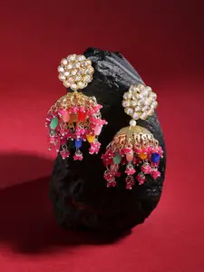 Zaveri Pearls Gold-Plated Domed Jhumkas Earrings