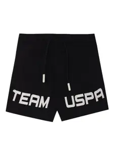 U.S. Polo Assn. Kids Boys Typography Printed Cotton Mid-Rise Regular Fit Shorts