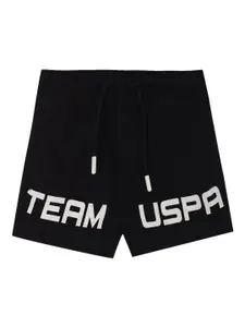 U.S. Polo Assn. Kids Boys Typography Printed Cotton Mid-Rise Regular Fit Shorts