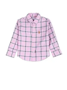 U.S. Polo Assn. Kids Boys Windowpane Checked Cotton Casual Shirt