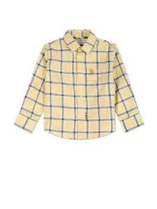 U.S. Polo Assn. Kids Boys Spread Collar Tartan Check Printed Pure Cotton Casual Shirt