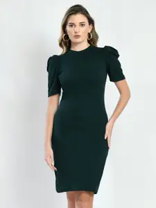 IUGA Puff Sleeve Round Neck Sheath Dress