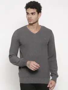Status Quo Men Grey Solid Pullover Sweater