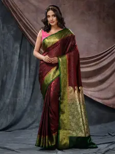 Charukriti Floral Woven Design Zari Silk Blend Zari Saree