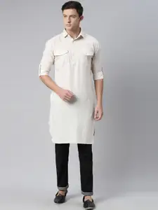 Kryptic Shirt Collar Pathani Cotton Kurta