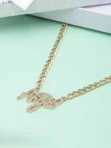 DIVA WALK Gold-Plated Cubic Zirconia Studded Necklace