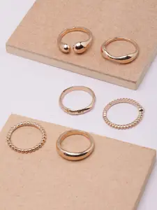 DIVA WALK Set Of 6 Gold-Plated Adjustable Finger Ring