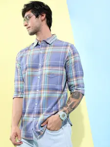 HIGHLANDER Tartan Checked Slim Fit Casual Shirt