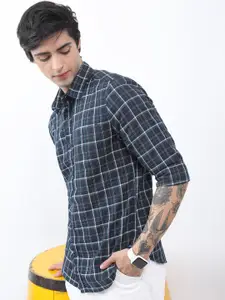 HIGHLANDER Tartan Checked Slim Fit Casual Shirt