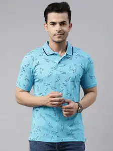 Kryptic Geometric Printed Polo Collar Cotton T-shirt