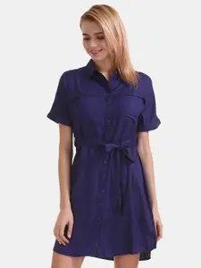 V-Mart Shirt Collar Belted Shirt Dress