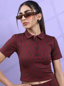Tokyo Talkies Checked Shirt Style Crop Top