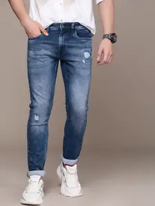 WROGN Men Skinny Fit Mildly Distressed Heavy Fade Stretchable Mid-Rise Jeans