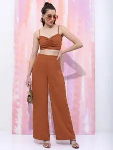 Tokyo Talkies Women Brown Top with Trousers