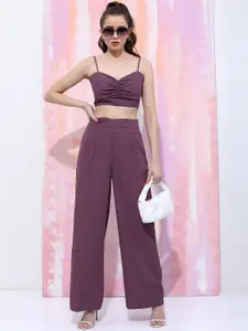 Tokyo Talkies Women Purple Top with Trousers
