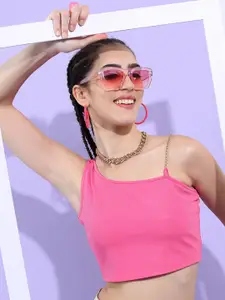 Tokyo Talkies Chain Strap Fitted Crop Top