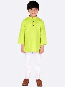 Superminis Boys Mandarin Collar Pure Cotton Kurta with Pyjamas