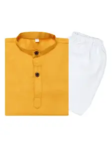 Superminis Boys Mandarin Collar Pure Cotton Kurta With Pyjamas