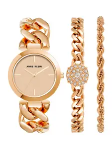 ANNE KLEIN Women Rose Gold-Toned Dial & Rose Gold Toned Bracelet Style Straps Analogue Watch AKB4000RGST