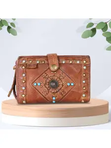 ART N VINTAGE Women Ethnic Motifs Embellished Leather Two Fold Wallet