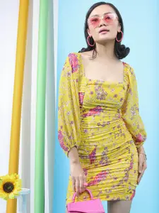 Tokyo Talkies Square Neck Floral Printed Sheath Dress