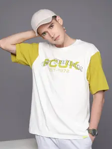 FCUK Typography Printed Pure Cotton Oversized Fit Casual T-shirt