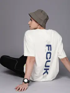 FCUK Brand Logo Printed Pure Cotton Oversized Fit Casual T-shirt