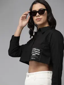 The Roadster Life Co. Boxy Printed Pure Cotton Crop Casual Shirt